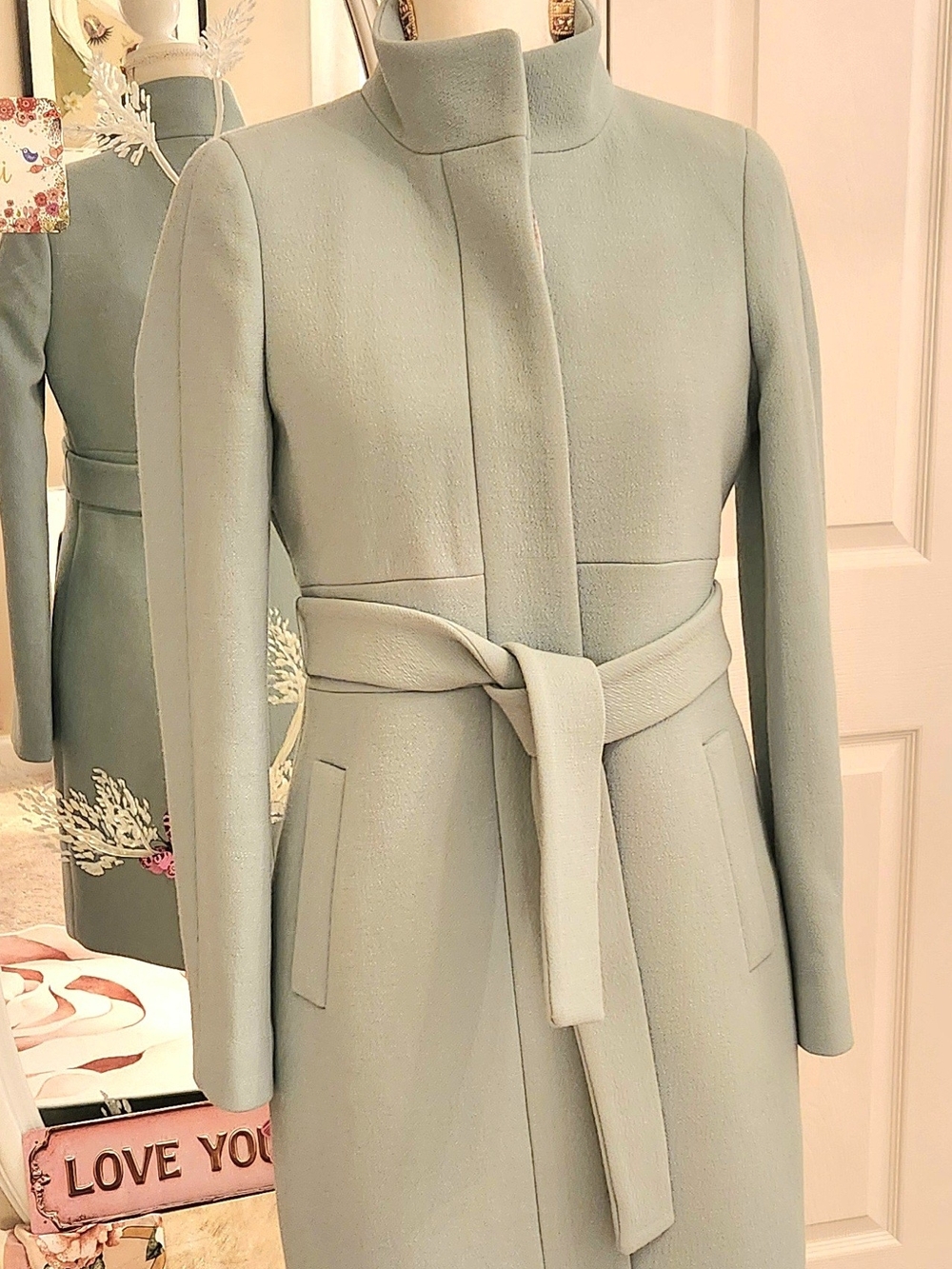 J.Crew Vintage Italian Double Cloth Wool Coat Beautiful green. EUC Size 6